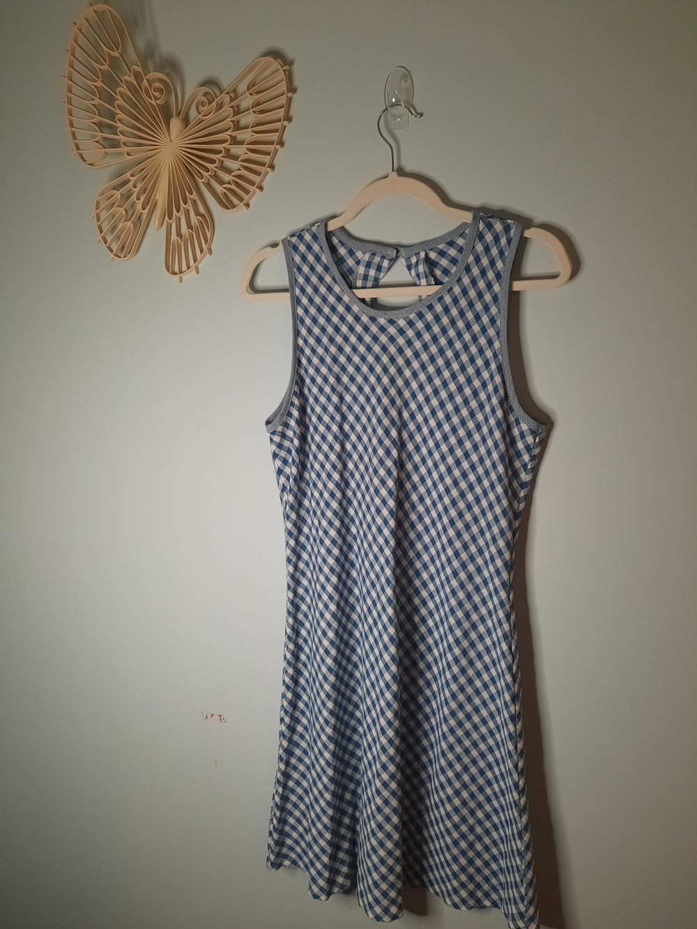 Y2k Juniors Sz 13, Sleeveless Blue Gingham A-Line Dress, VNTG 90s Spring, Summer